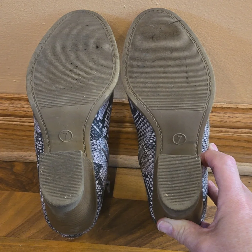 Snakeskin look boots, size 7